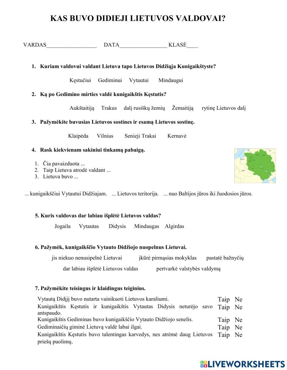 Kas buvo didieji Lietuvos valdovai?