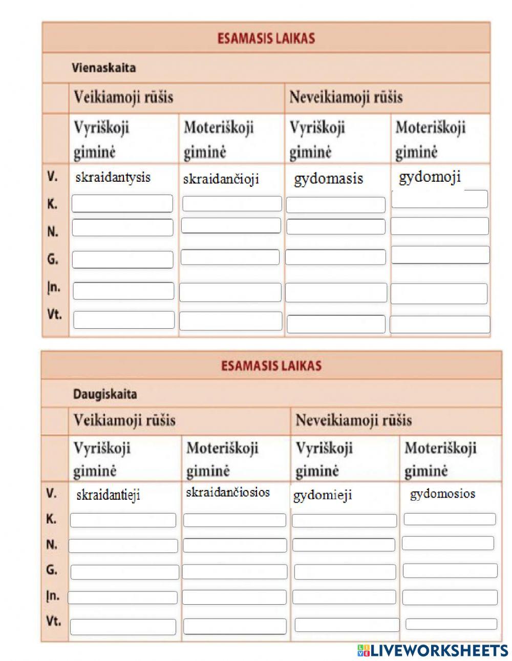 ĮVARDŽIUOTINIŲ DALYVIŲ RAŠYBA