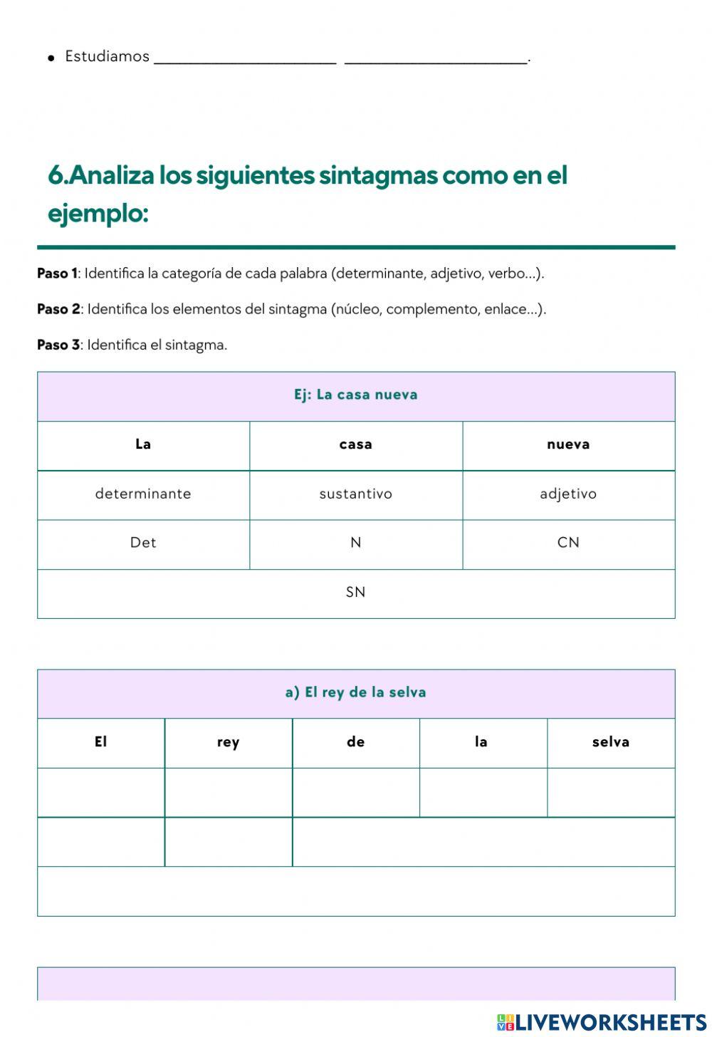 Sintagmas: tarea definitiva