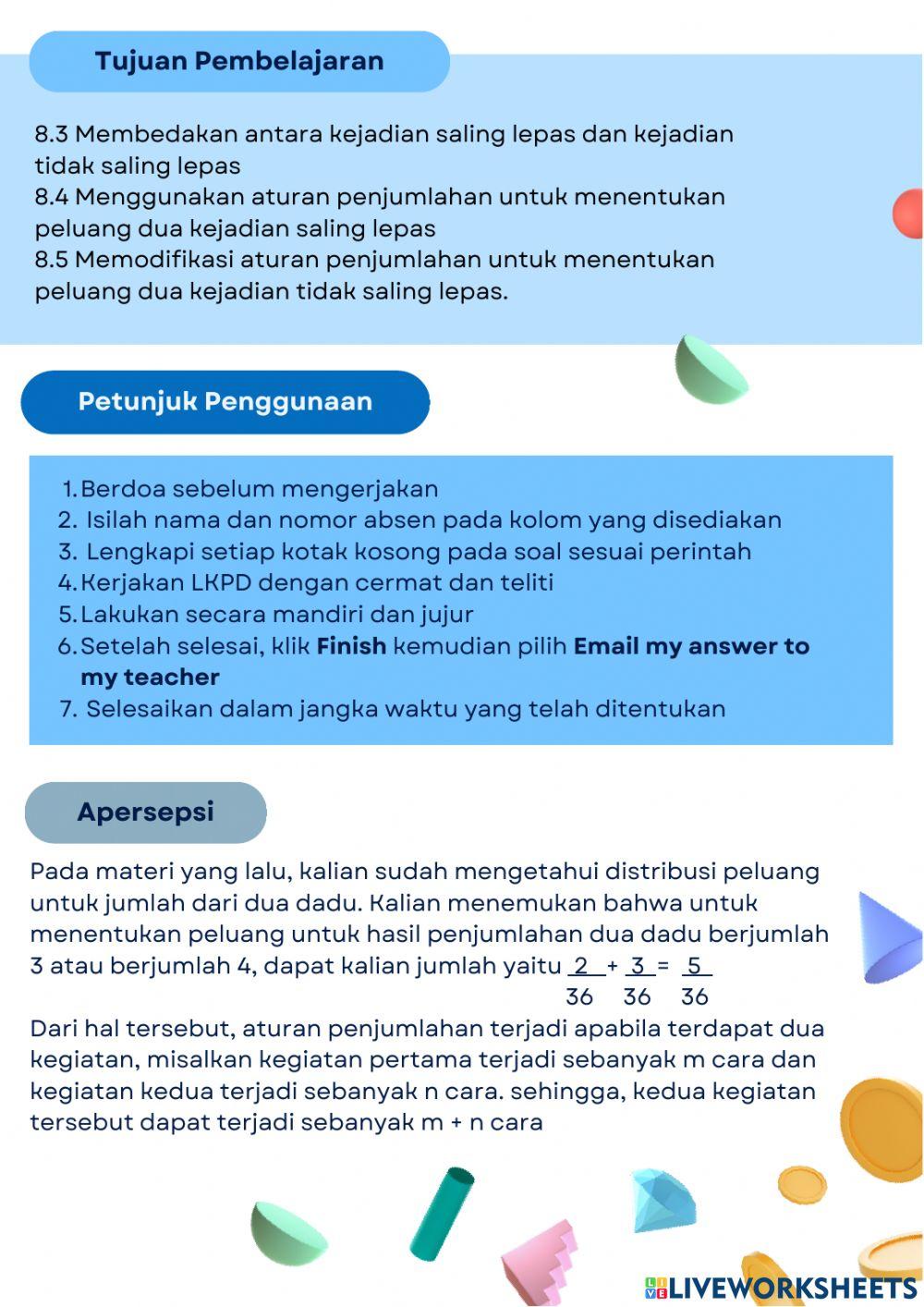 LKPD Aturan Penjumlahan