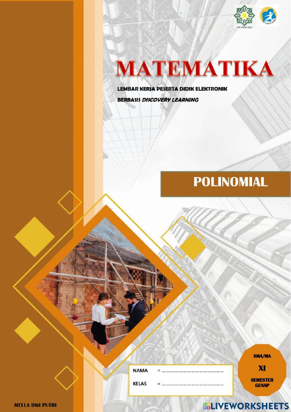 E-lkpd 4 : kesamaan polinomial dan nilai suatu polinomial