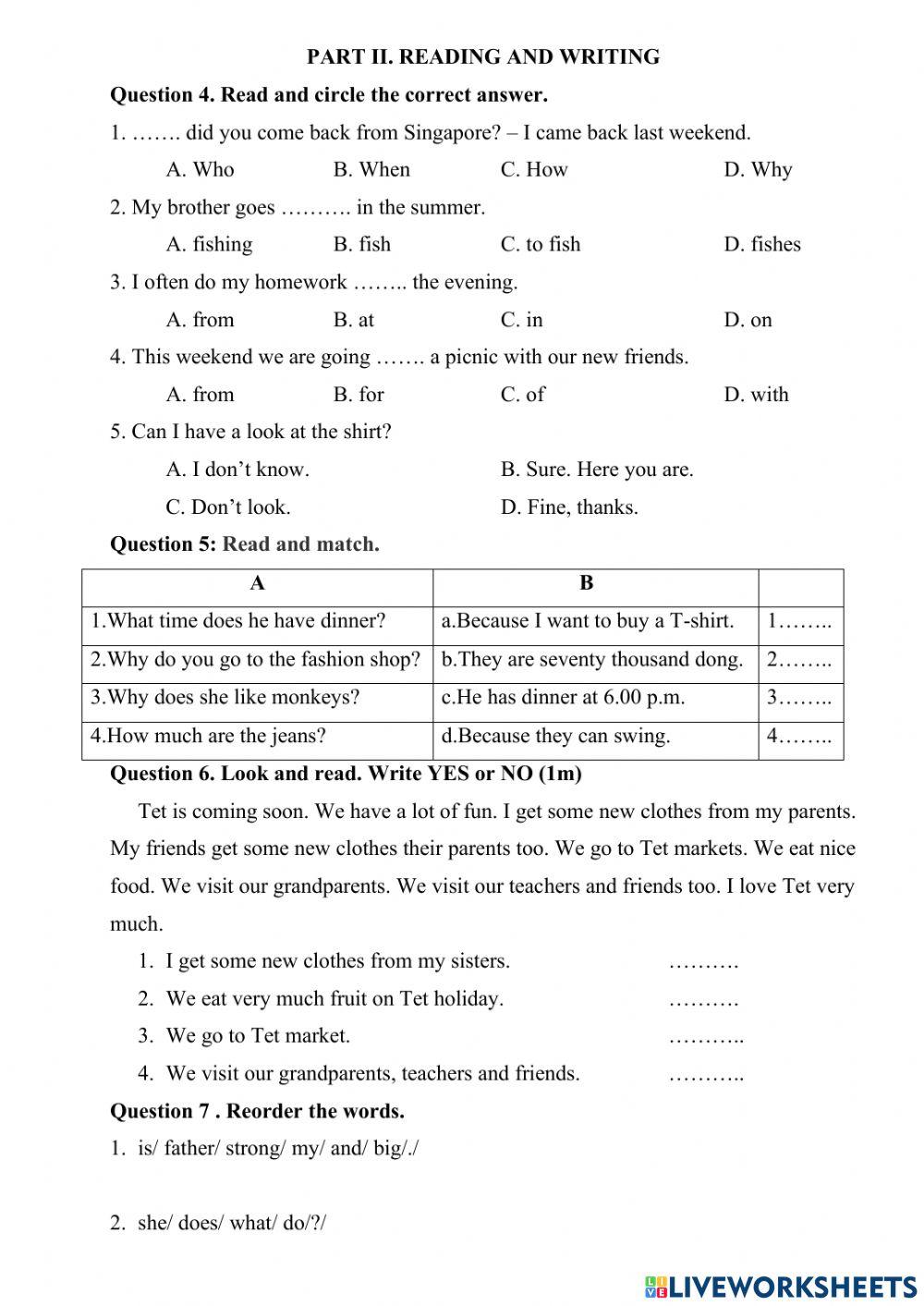 Grade 4 Test đề 11