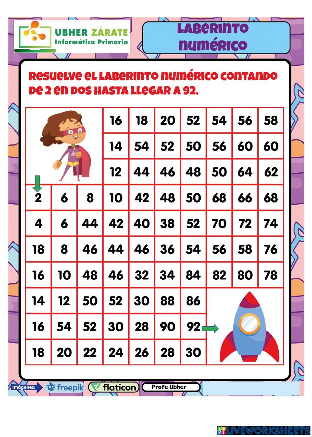 Laberinto matemático de 2 en 2