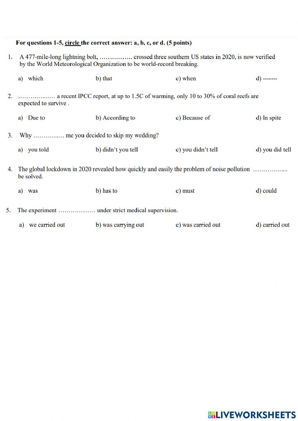 B2 exam exercise | Live Worksheets