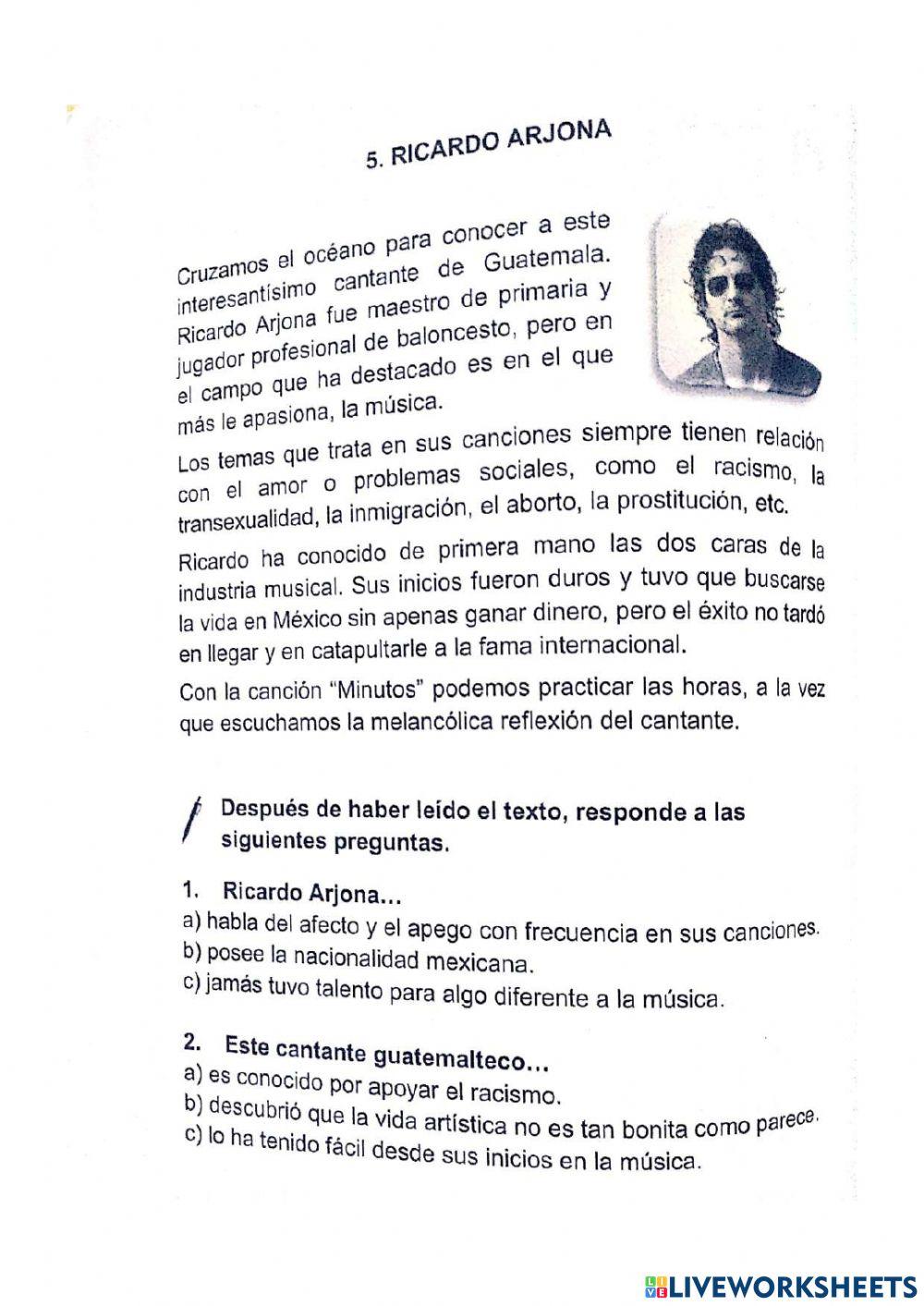 Aprender con canciones: Ricardo Arjona