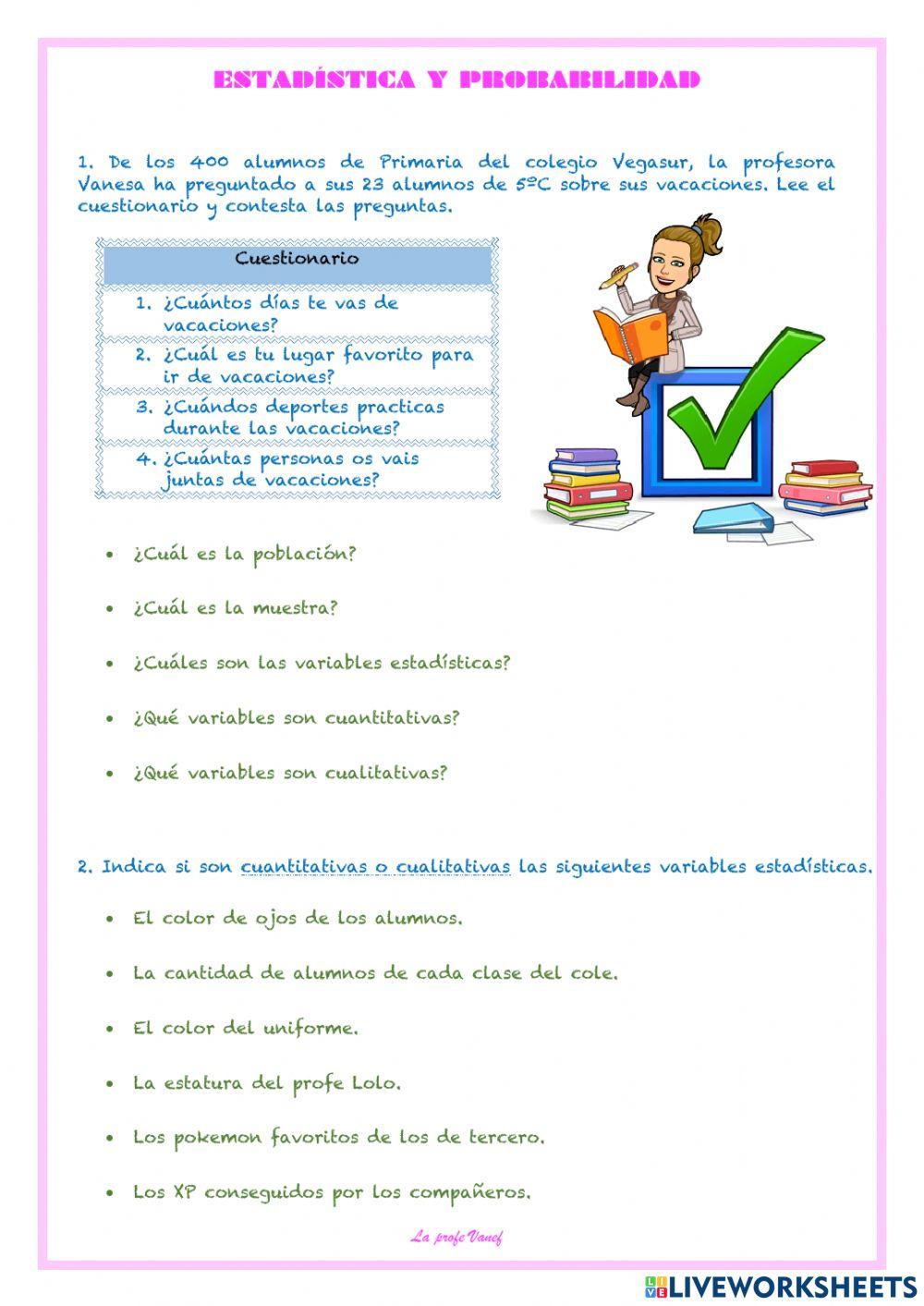 Estadística y probabilidad 5º Primaria