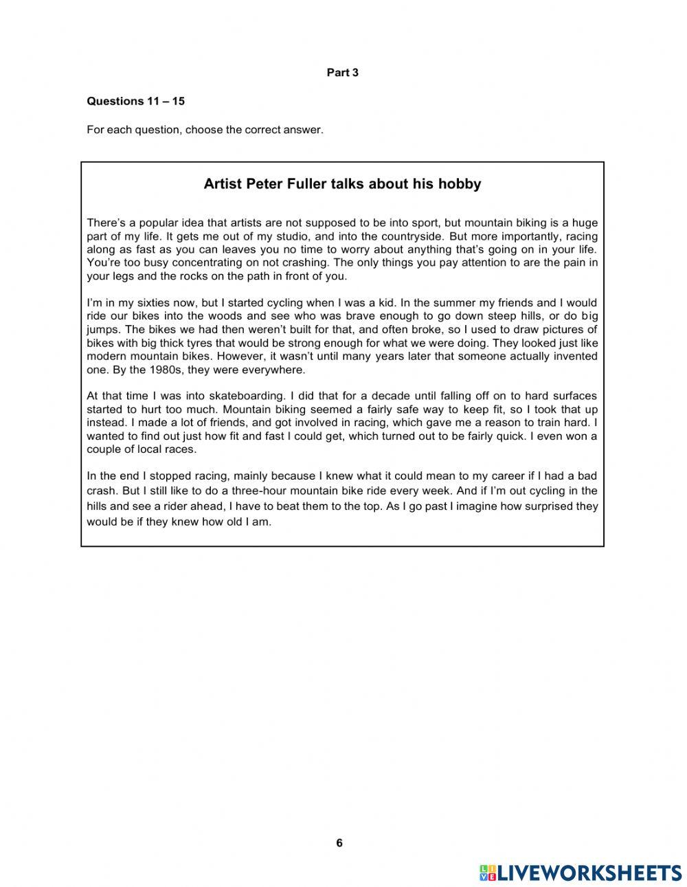 B1-Preliminary English Test-Sample Reading Q1-Q20