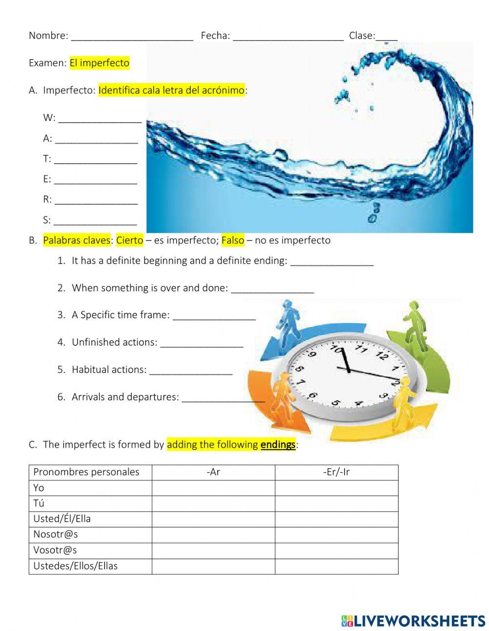 Spanish Imperfect Tense LiveWorksheets 7014589