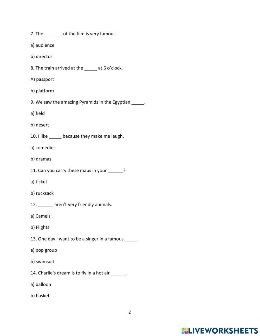 YLE Movers Test 3 Units 7 - 10