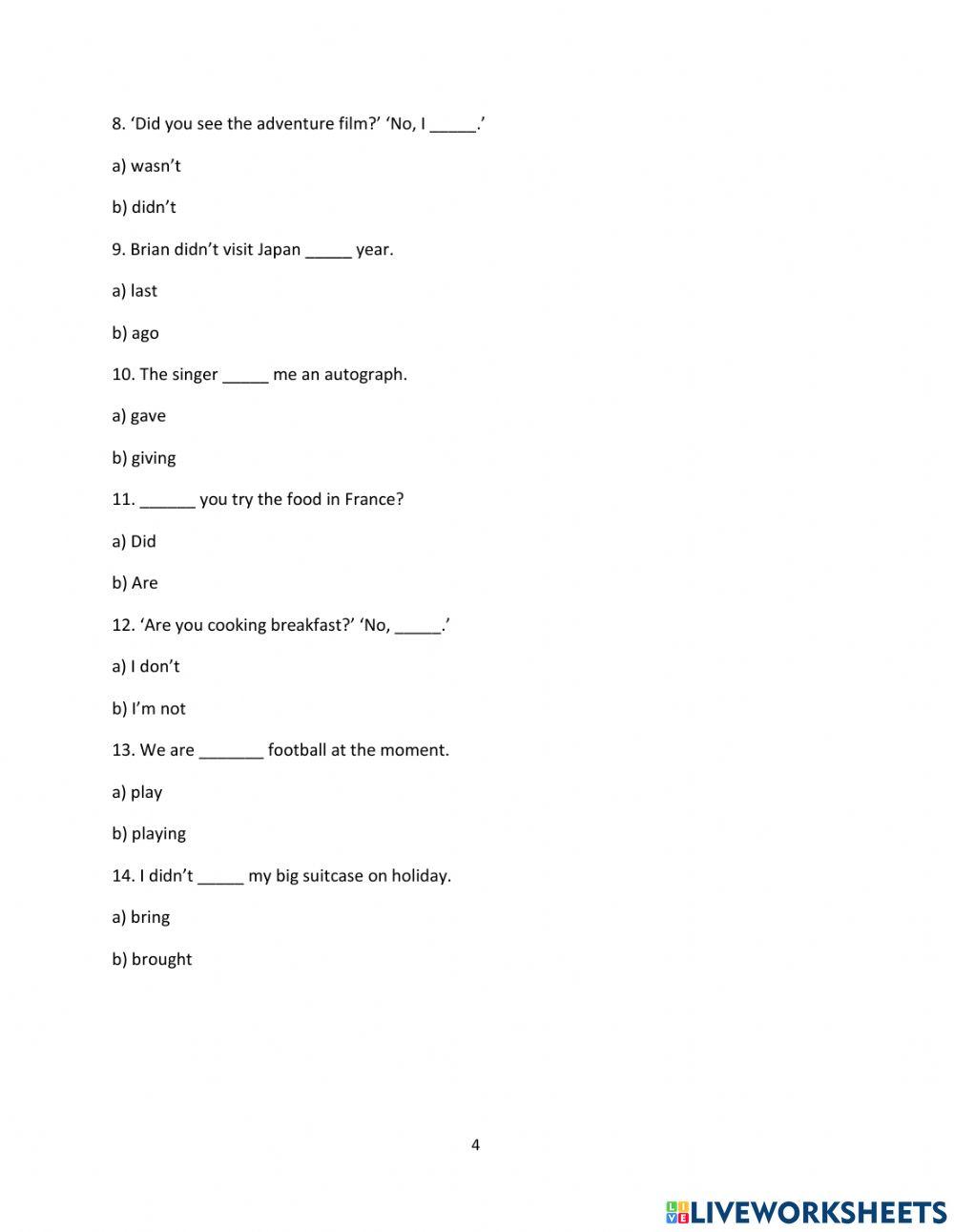 YLE Movers Test 3 Units 7 - 10