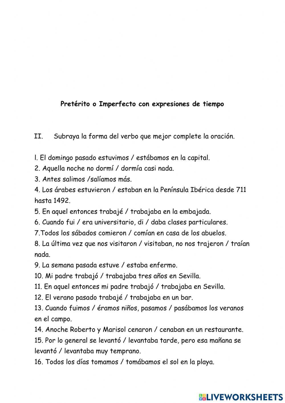 Pretérito vs Imperfecto