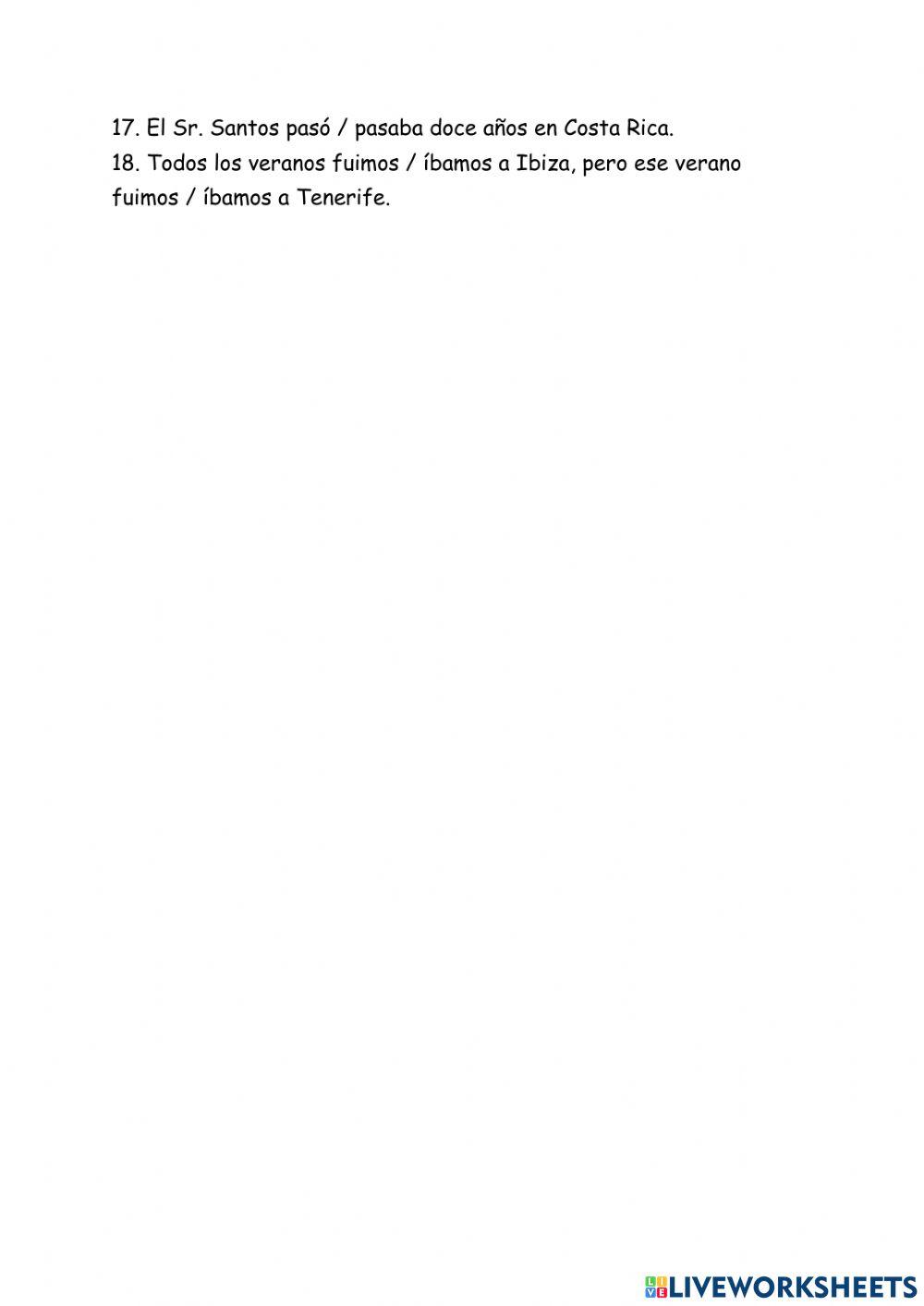 Pretérito vs Imperfecto