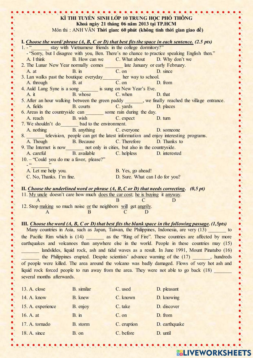 E9 - Tuyển sinh 10 - 2013