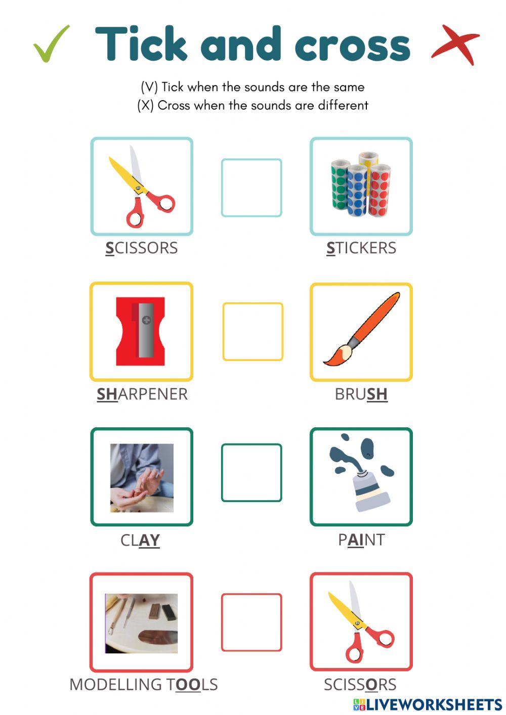 tick and cross Phonics