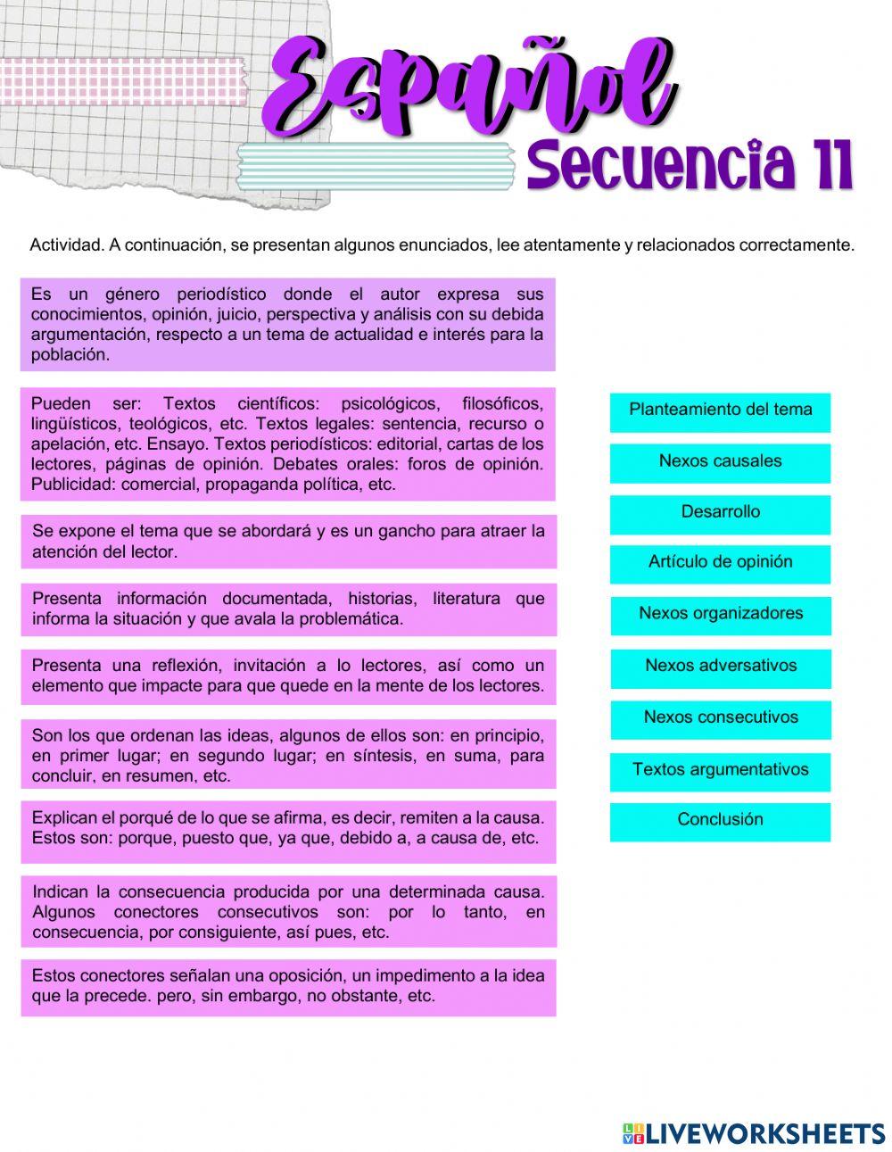 Secuenia 11. Escribir un texto argumentativo