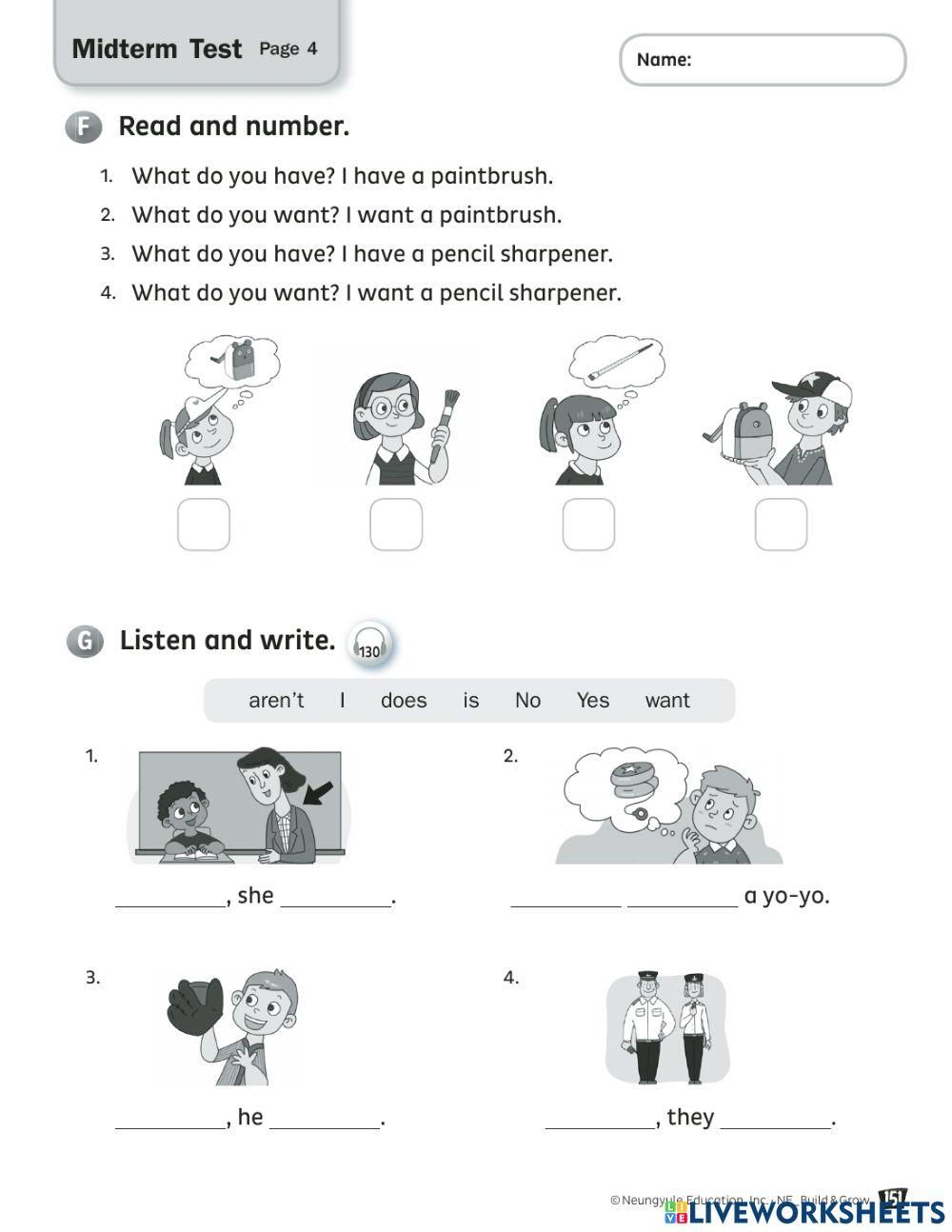 Come on Everyone 2 test Midterm T