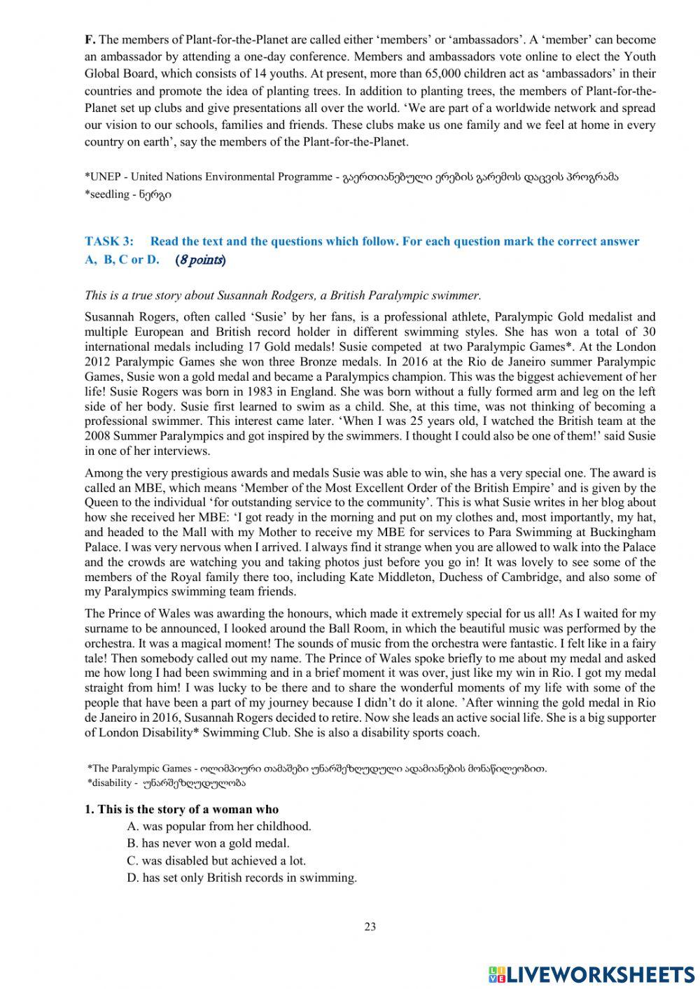 National Exam Sample Test 2023