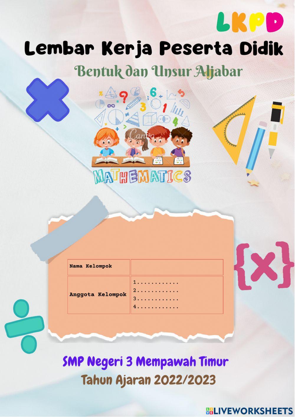 LKPD Unsur-unsur Bentuk Aljabar