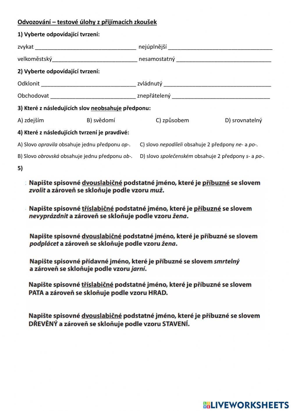 Odvozování, skládání