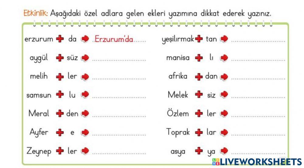 Özel Adların Yazılışı