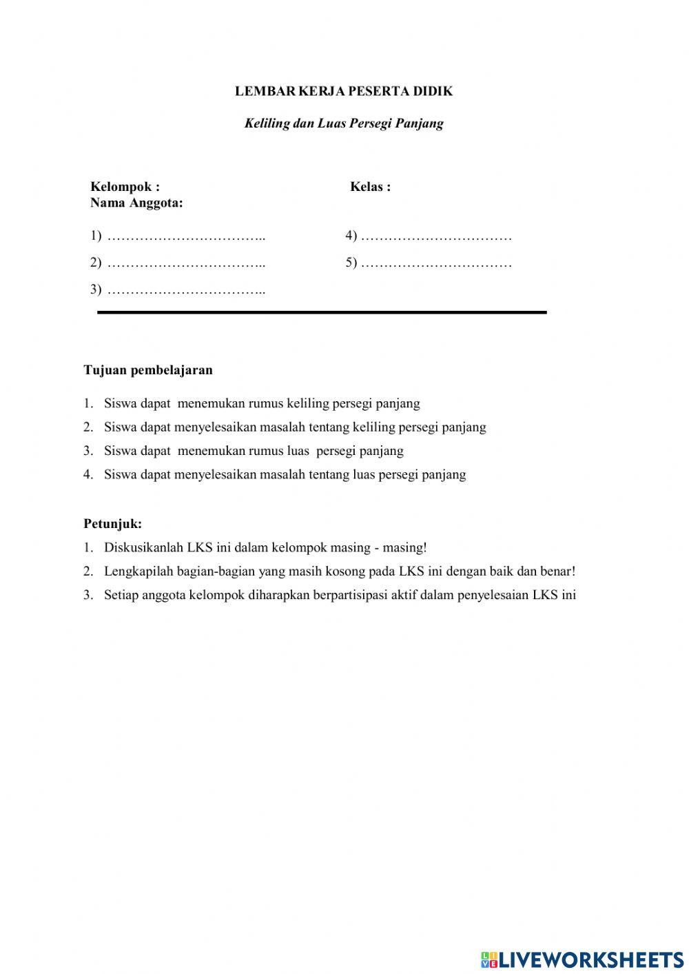 Keliling dan Luas Persegi Panjang