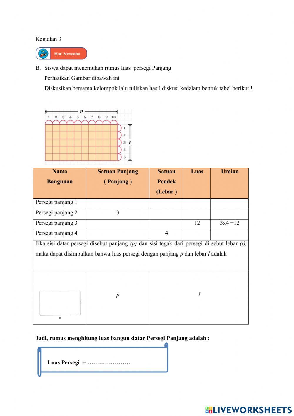 Keliling dan Luas Persegi Panjang