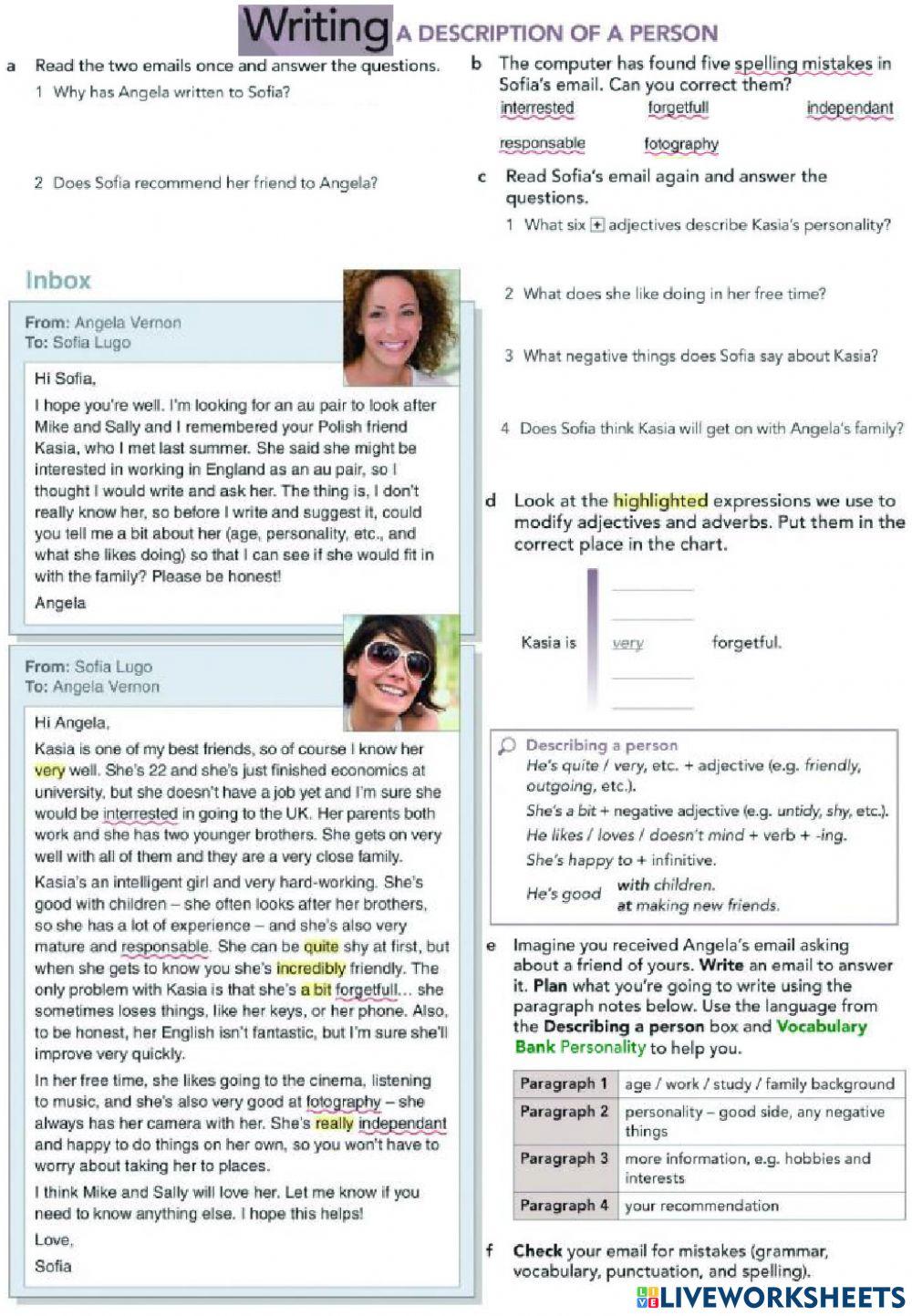 A description of a person