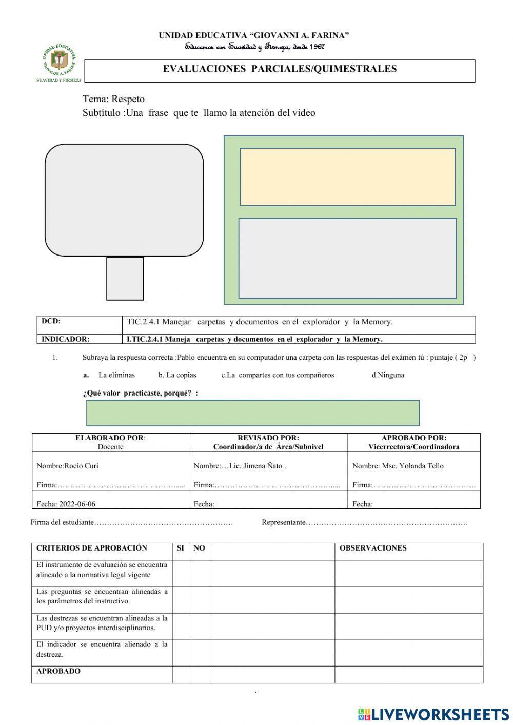 EVALUACIÓN 2DO QUIMESTRE 4TO ABC