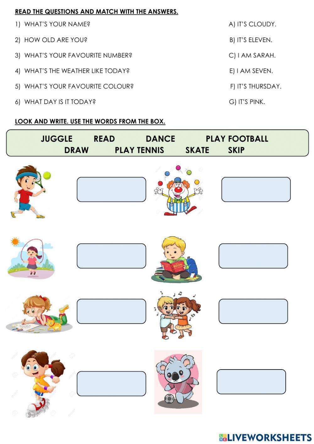 Activities + can-can't