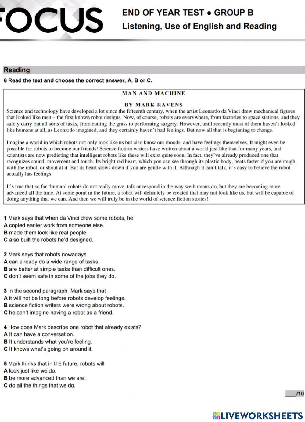 Focus 2 Year Reading