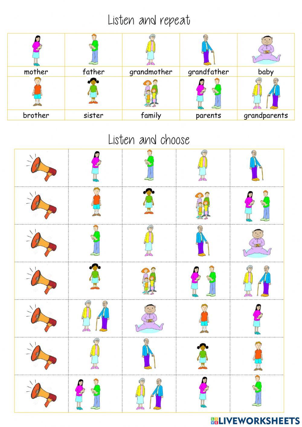 Listen and choose family vocab tiger 1