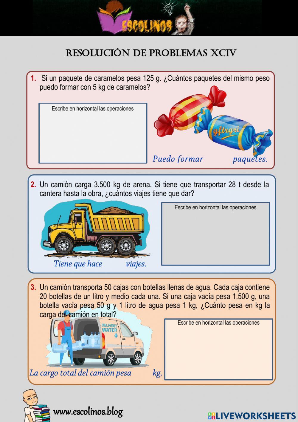 Matemáticas 5º. Resolución de problemas XCIV Matemáticas 5º. Resolución de problemas XCIV