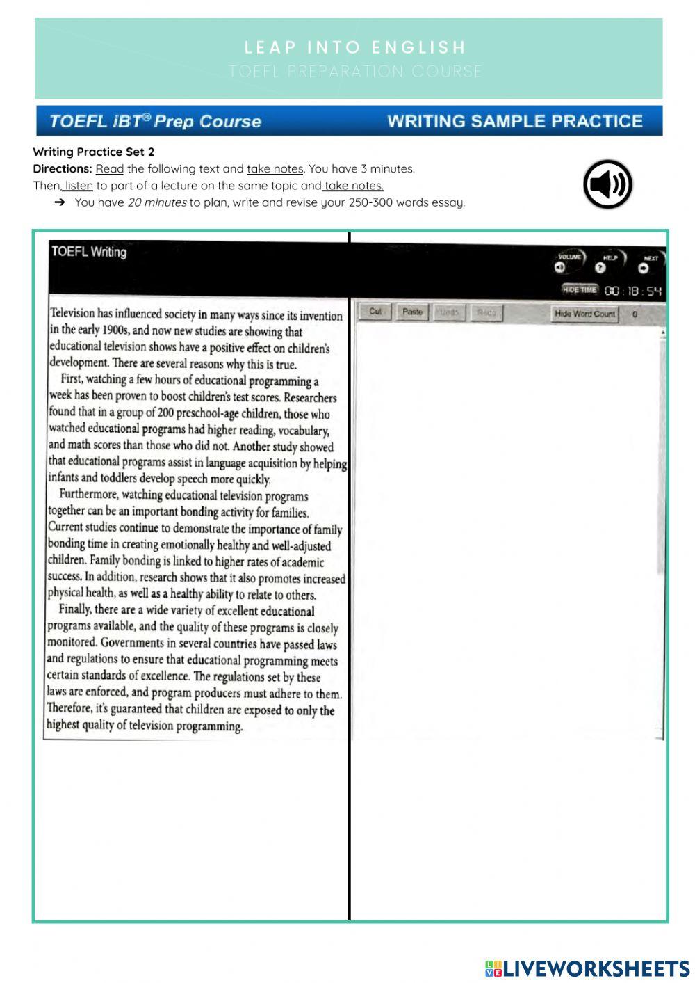 TOEFL Integrated Writing Task
