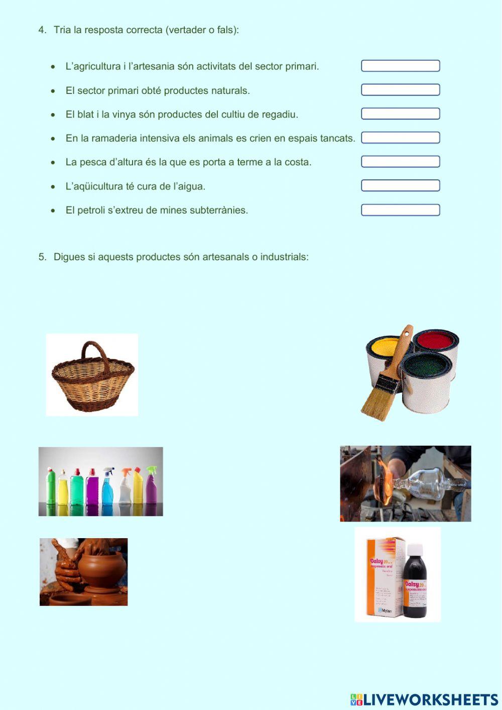 Productes i sectors de treball