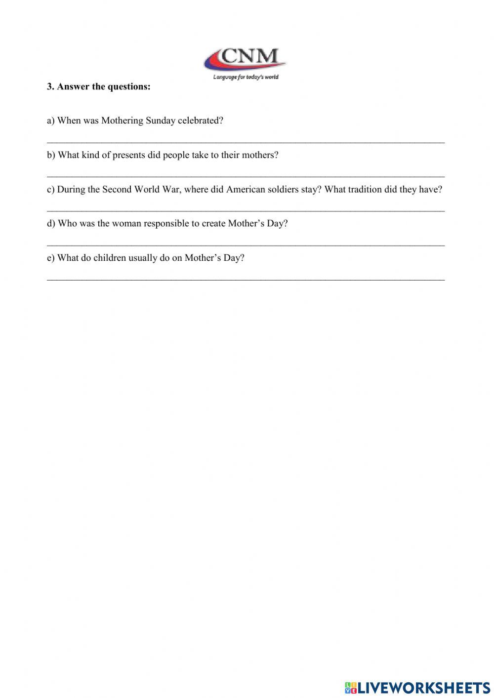 Mother's Day - listening