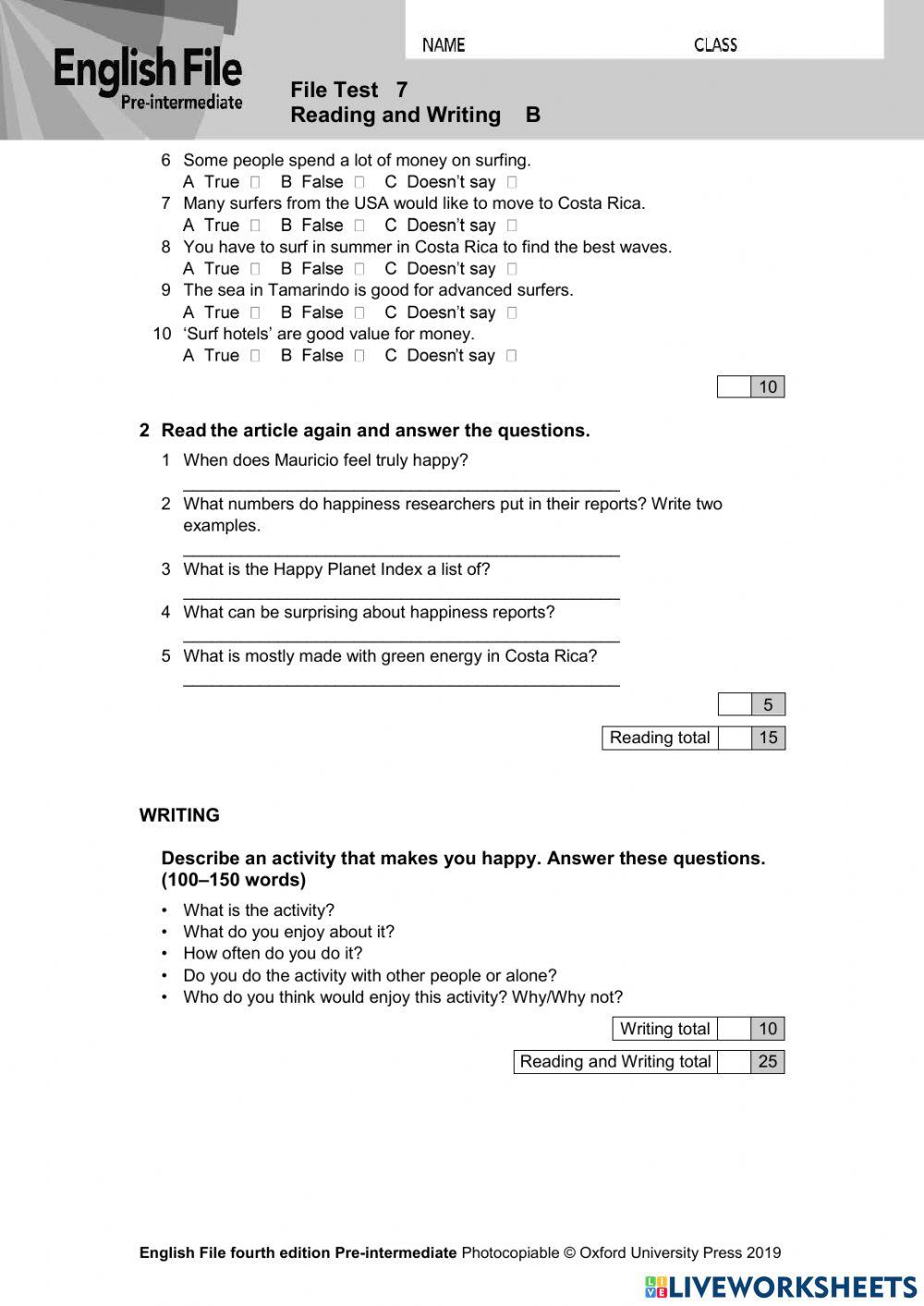 ENGLISH FILE UNIT 7B PRE INTERMEDIATE
