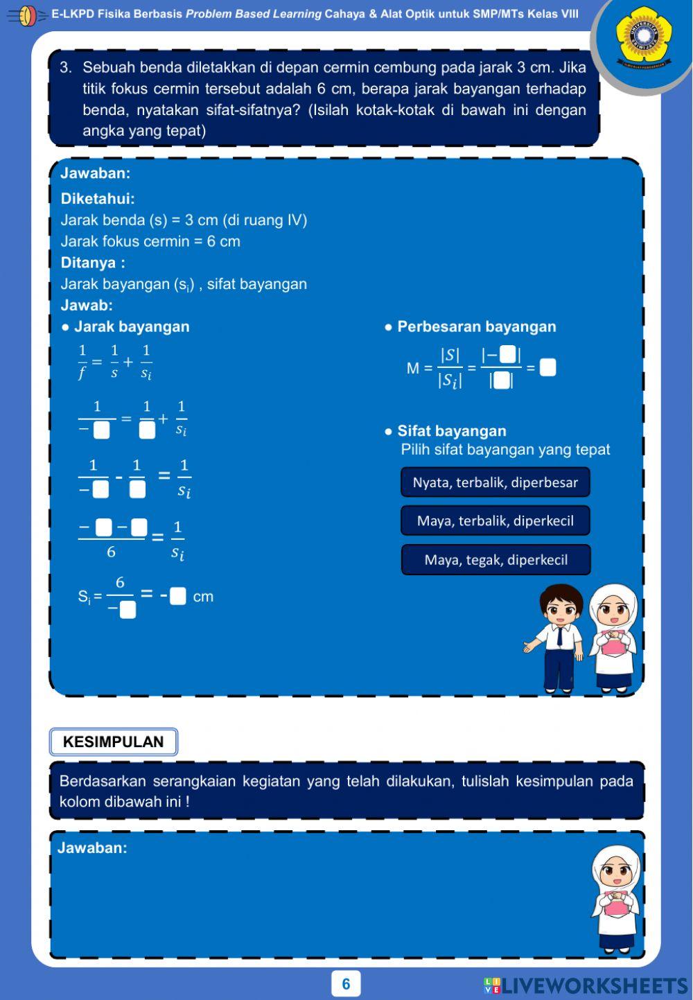 E-LKPD Fisika Berbasis PBL - Kegiatan 4 - Pembentukan Bayangan pada Cermin Cembung