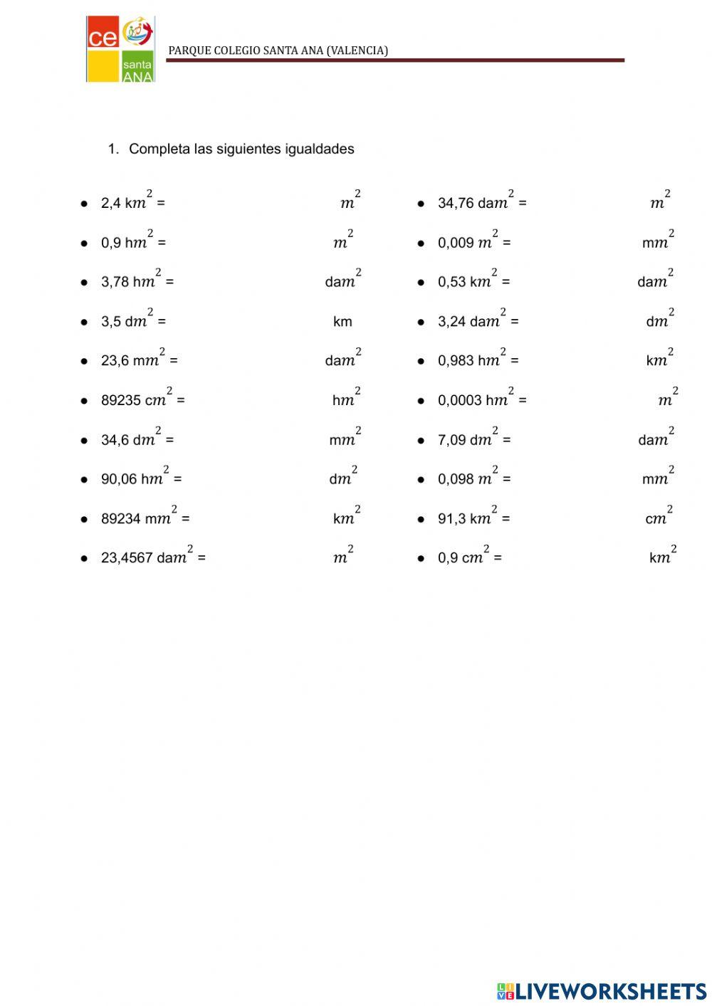Cambio unidades de superficie
