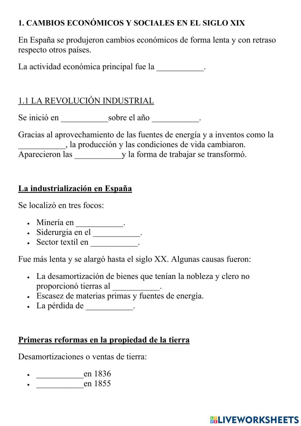 Cambios económicos y sociales en el siglo xix
