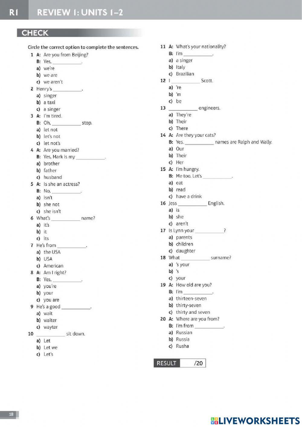 Verb -to be- + Possessive Adjectives