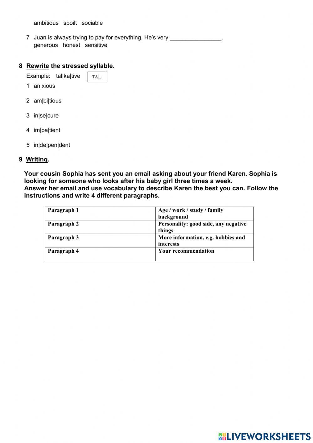 4th year Exam unit 1