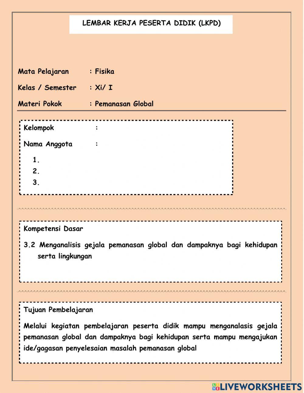 LKPD Fisika Global Warming