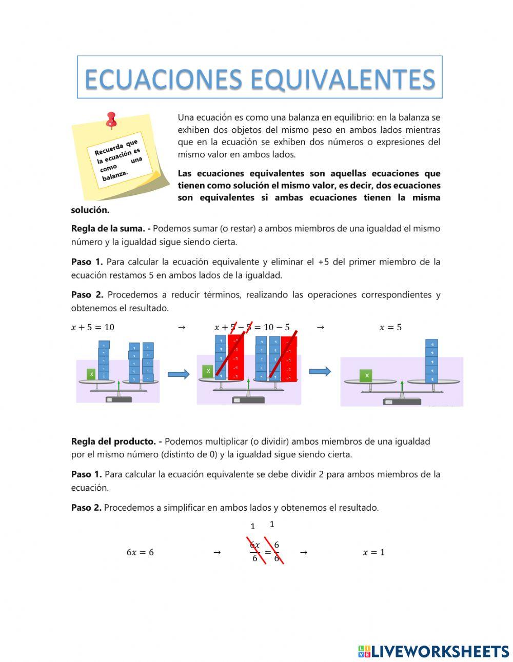 Ecuaciones equivalente