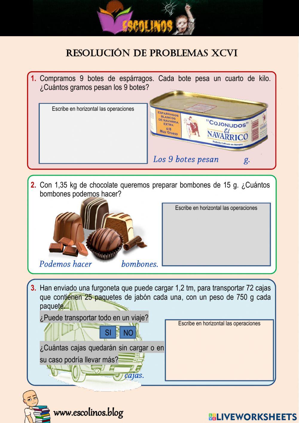 Matemáticas 5º. Resolución de problemas XCVI Matemáticas 5º. Resolución de problemas XCVI