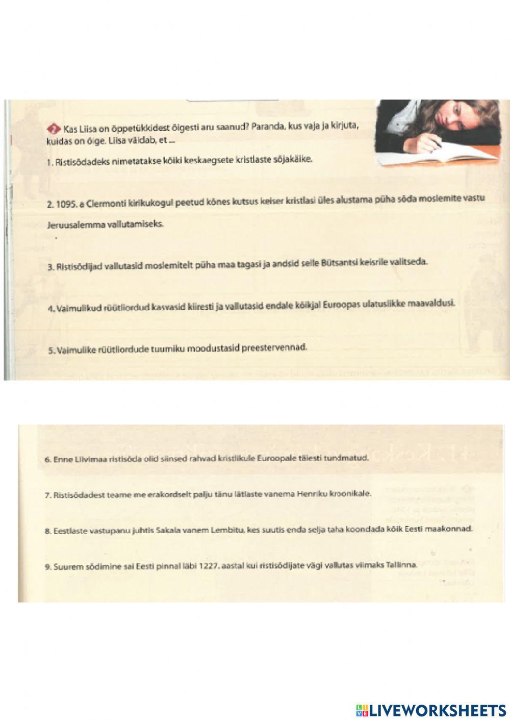 7c distantstund ristisõjad online exercise for | Live Worksheets