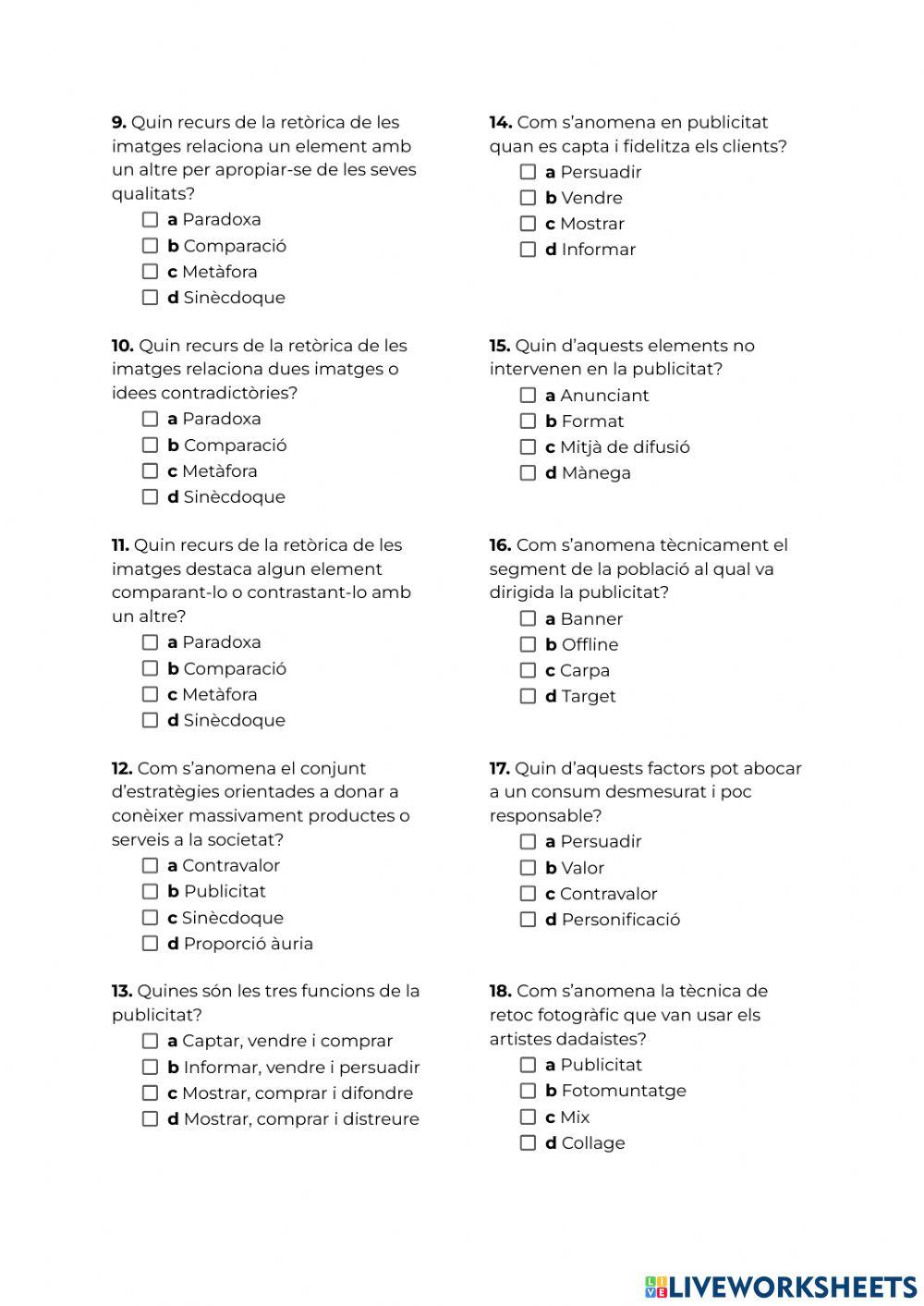 Proporció, Retòrica de les imatges i Publicitat - 2n ESO