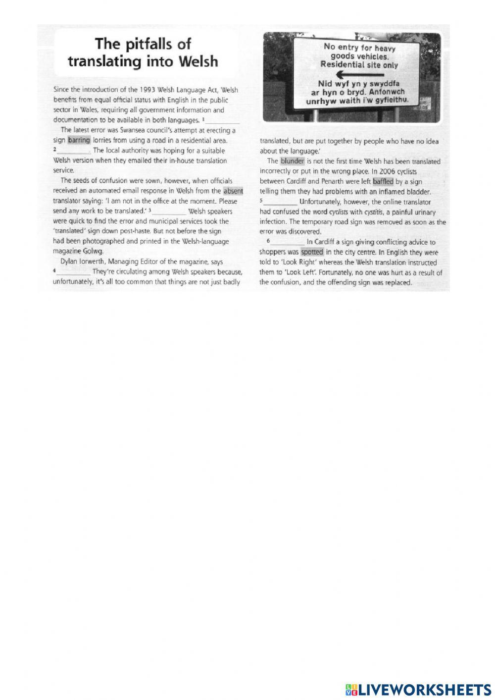 3B Workbook: Lost in translation