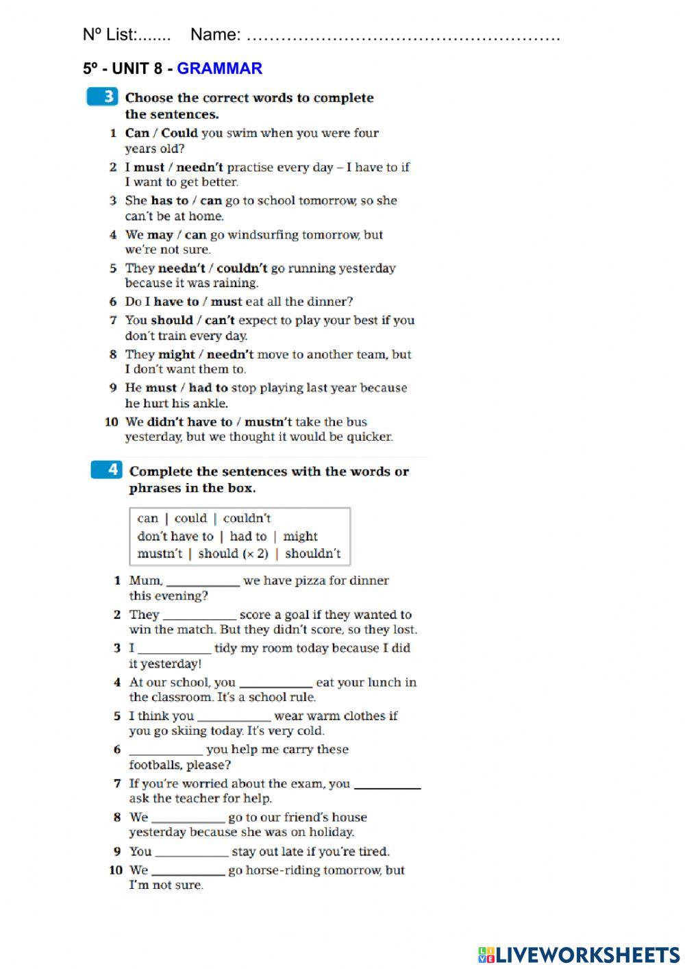 Grammar: modal verbs
