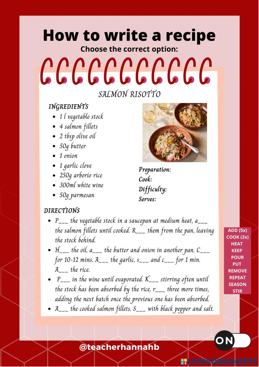 How To Write A Recipe Book Example
