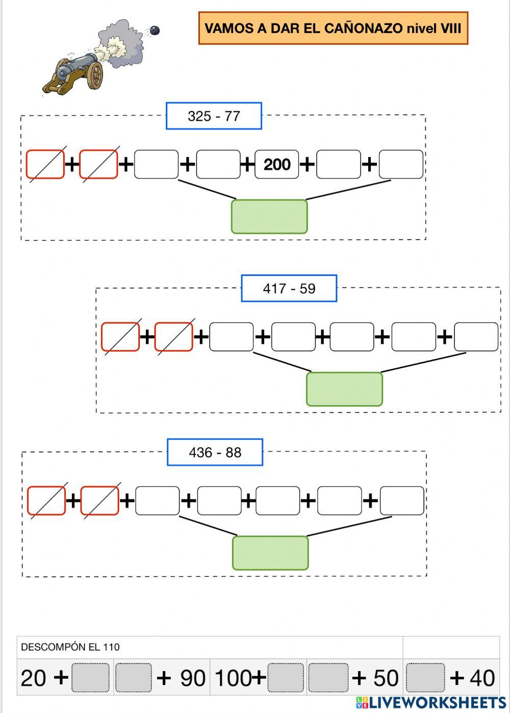 RESTAS CON LLEVADAS nivel VII